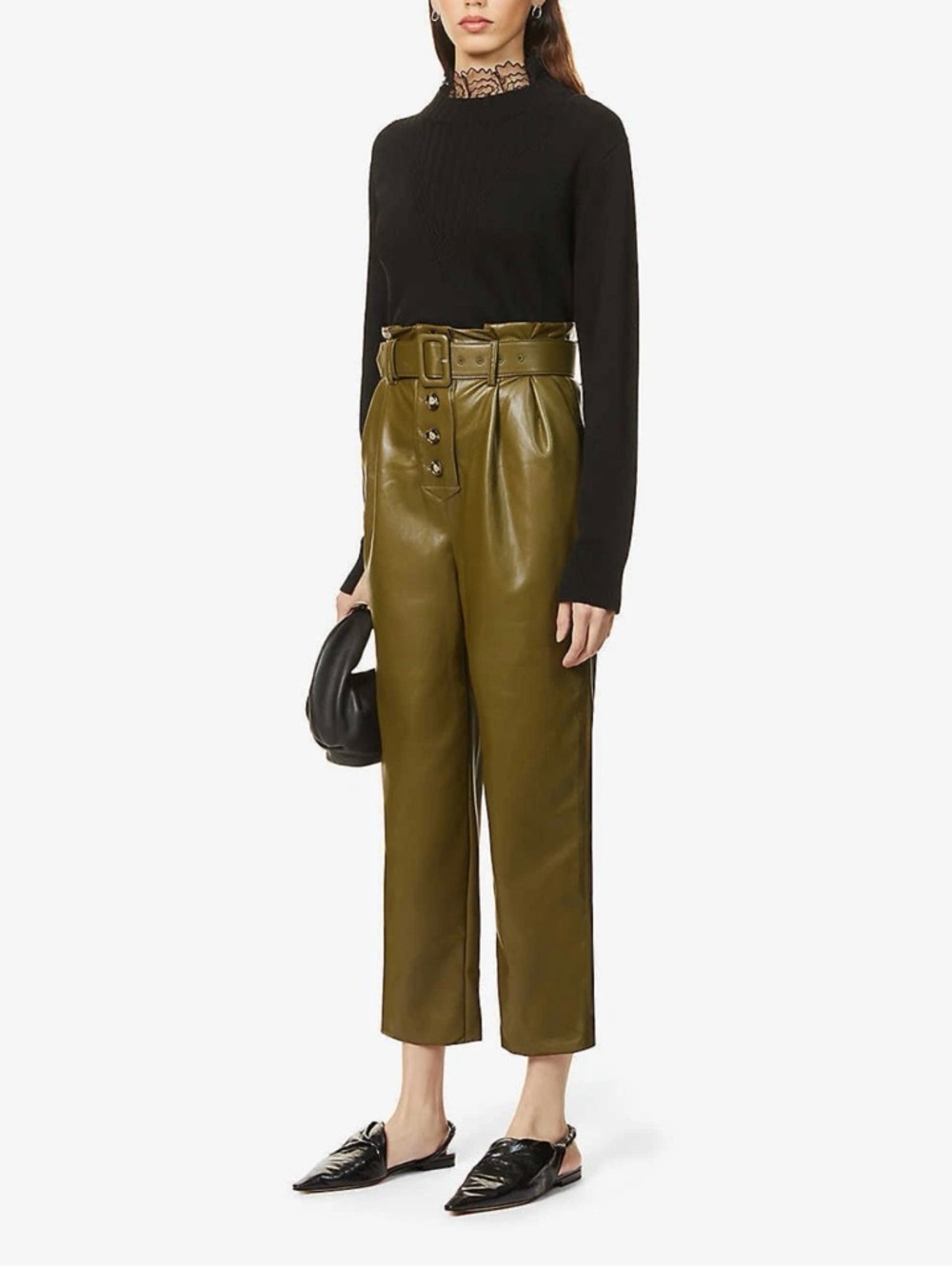 US 2/4 SELF-PORTRAIT Tapered high rise faux leather pants NWT